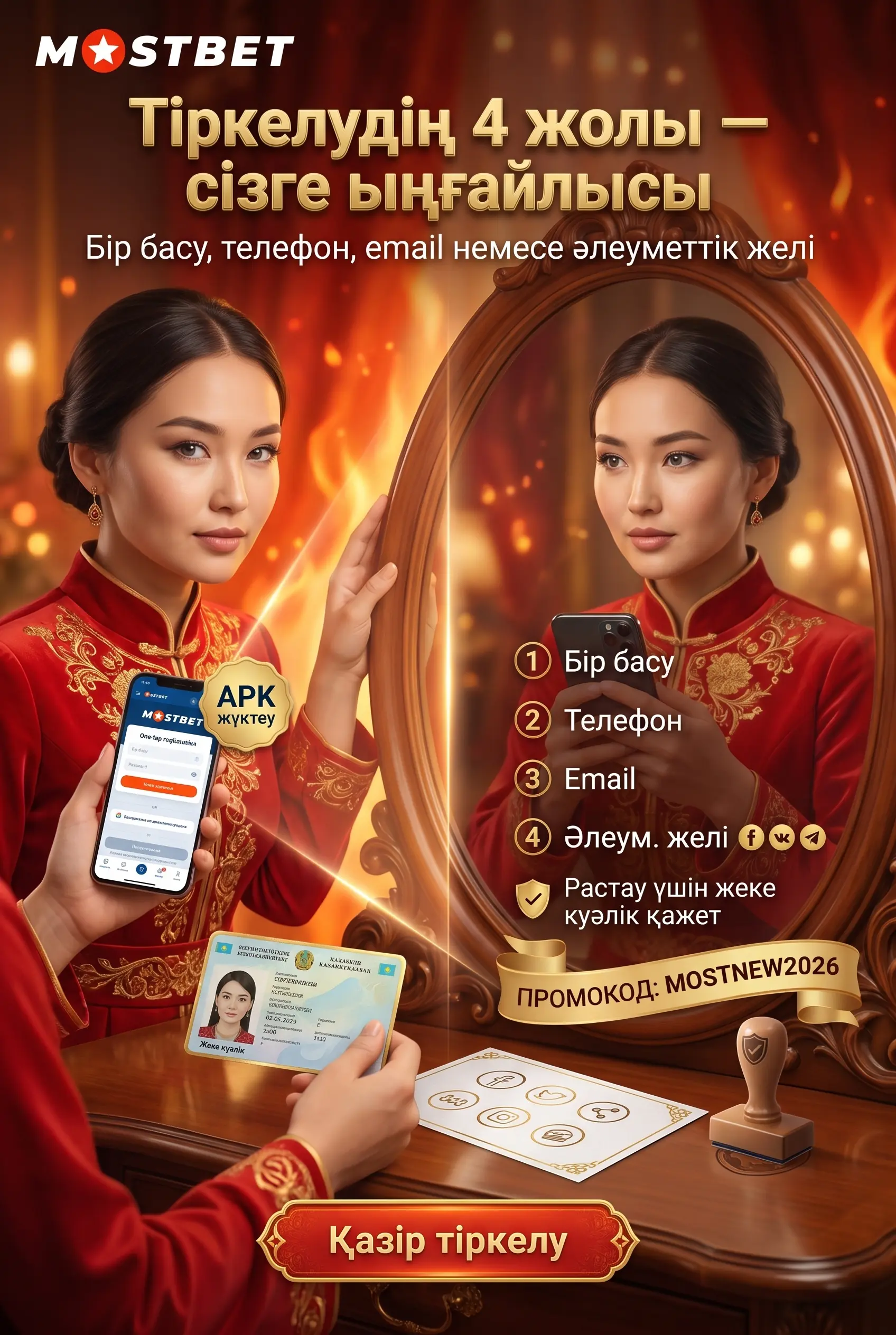 Mostbet тіркеу арқылы бонус пен ставкаға жол ашу